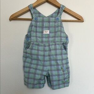 Green Plaid Oshkosh Baby Overalls 100% Cotton